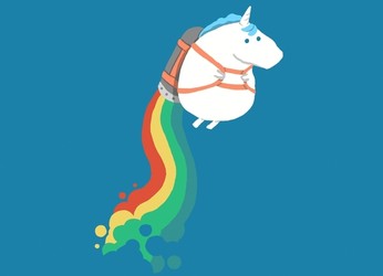 Fat Unicorn on Rainbow Jet Pack