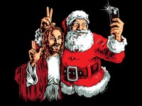 Jesus and Santa BFF Selfie