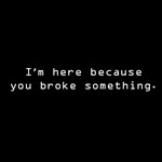 I'm Here Because You Broke Something