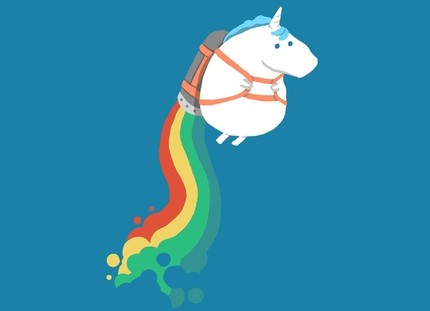 Fat Unicorn on Rainbow Jet Pack