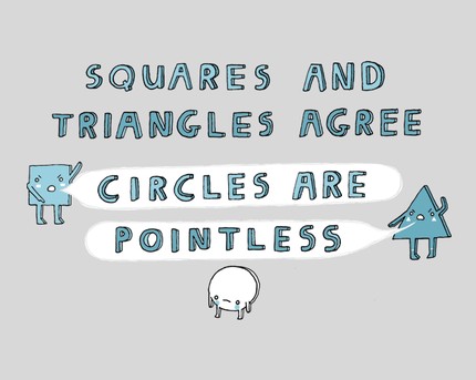 Squares and Triangles Agree: Circles are Pointless