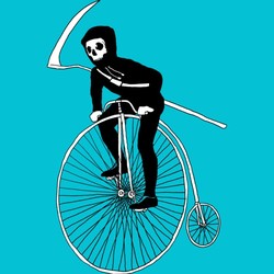 Grim Reaper on Farthing Bike