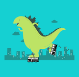 Godzilla Roller Skating